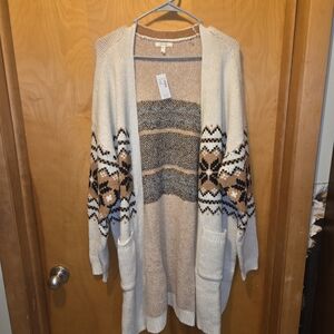Brand new Maurices 2X fair isle open-front duster cardigan